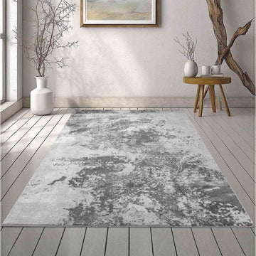 Serenity 271 SRN71 Modern Abstract Distressed Metallic Shimmer Soft Textured Hi-Lo Polyblend Short Pile Mid Grey/Charcoal/Silver/Pale Grey/Steel Blue-Grey Rug-Desire Rugs-Rug Love - The Most Loved Rug Store